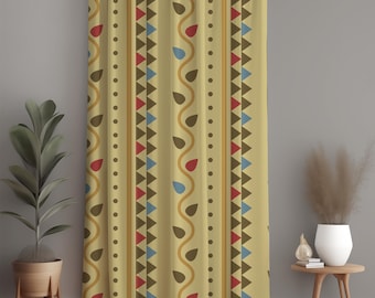 Pannello per tende geometriche tribali, stile boho, tende oscuranti personalizzate