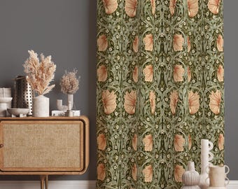 William Morris Inspired Floral Curtain Panel: Botanical Blackout Drapes