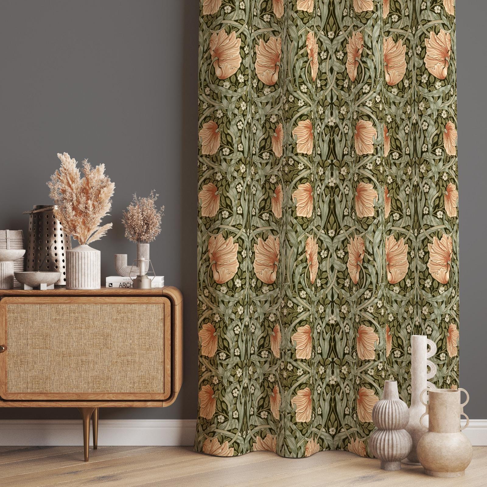 Rideaux Sur Mesure Iliv Chalfont Oakmere – Style William Morris – Cousus Main – Bleu