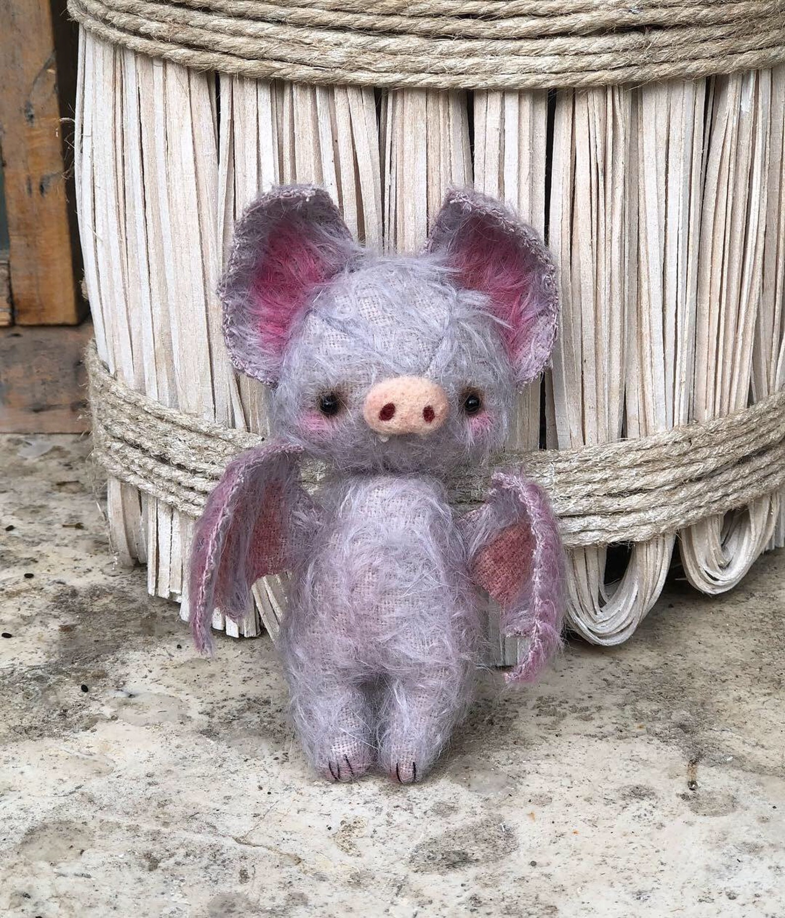Ooak Baby Bat Teddy Bear Mohair Viscose Halloween Pink Purple - Etsy