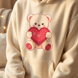 Ursinho de pelúcia personalizado para o Dia dos Namorados em PNG, design para camiseta infantil (download digital)