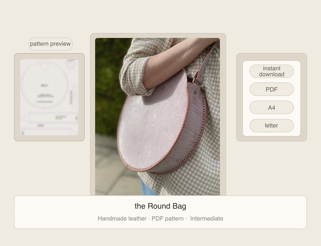 Leather Crossbody Bag PDF Pattern – Round Shoulder Bag, Intermediate ...