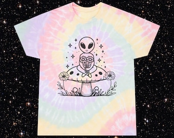 Whimsical Tie-Dye Tee with Alien Design, Cute Apparel for Festival Lovers, Summer Vibes, Unisex T-Shirt, Gifts for Space Enthusiasts, [...]