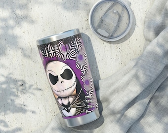 Trippy Jack Skeleton Tumbler , Vagabond 20oz Mug, Personalized Travel Cup, Gift for Her, Eco-Friendly Beverage Container
