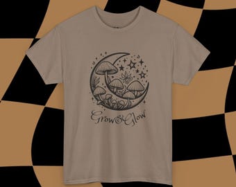 Mushroom Moon Unisex Tee - Grow & Glow, Nature Lover's Shirt, Gift for Her, Cottagecore Aesthetic, Eco-friendly Apparel, Bohemian Top
