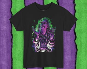 Neon Graveyard Witch T-Shirt | Creepy Purple Green Horror Tee