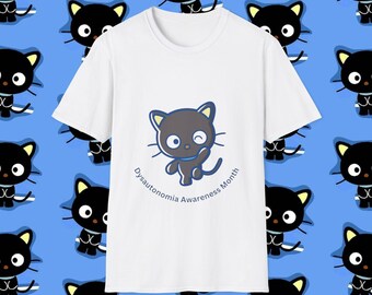 Dysautonomia Awareness Cat T-Shirt, Cute Graphic Tee, Unisex Softstyle Shirt, Awareness Month Gift, Comfortable Casual Top