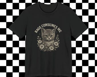 Kitten Rage Unisex Jersey T-Shirt, Cute Cat Tee, Funny Animal Shirt, Gift for Cat Lovers, Casual Wear, Unique Graphic Tee