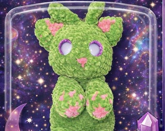 Green Fantasy Plush – Handmade Mystical  Alien Cat Plushie by Cozy Pulse Co – Soft Cottagecore Stuffed Animal – Whimsical Gift for Her