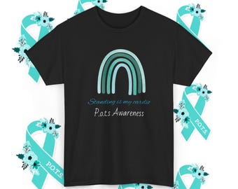 P.O.T.S Awareness Unisex Heavy Cotton Tee, Comfortable T-Shirt for Awareness Events, Casual Wear, Gift for Supporters, Rainbow Design