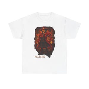 Camiseta de anime Hellsing / Arte de vampiro Alucard, camiseta de terror gótico