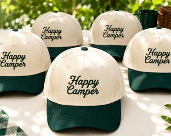 Custom Embroidered Trucker Hat,Personalized Group Trip Hat,Camper Vacation Caps, Happy Camper Hat, Bachelorette Party Hat,Custom Text Cap