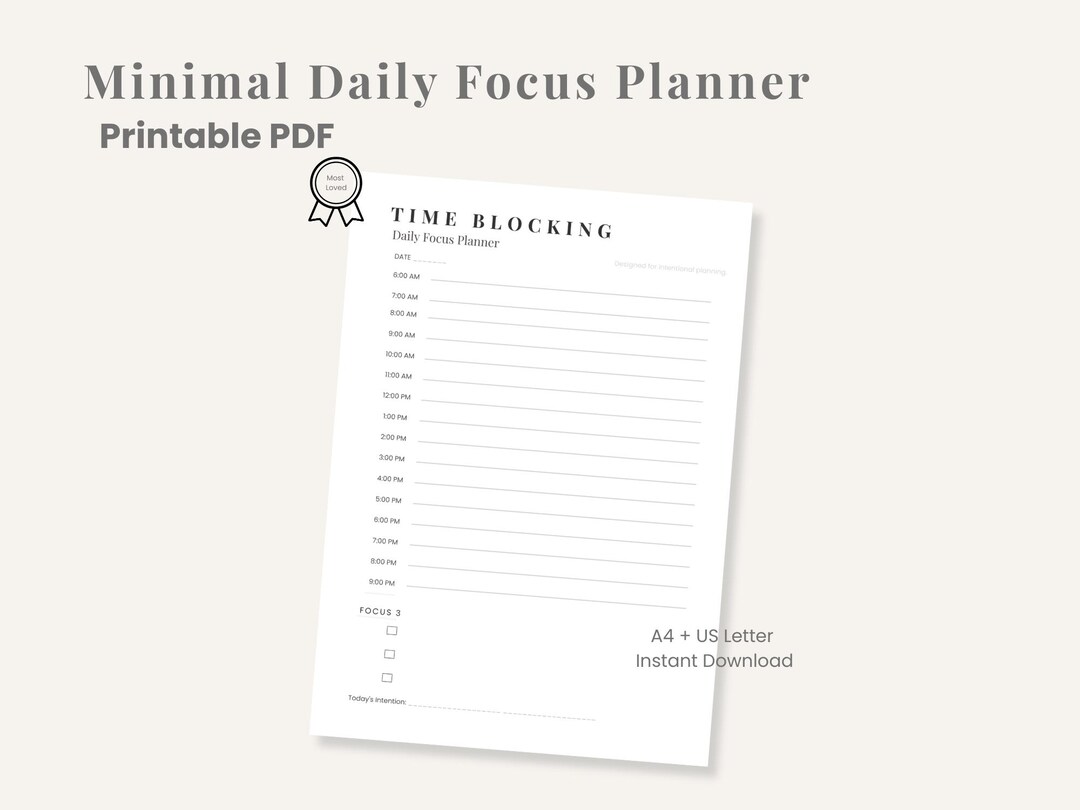 Time Blocking Planner Printable | Hourly Schedule PDF | Daily Focus ...