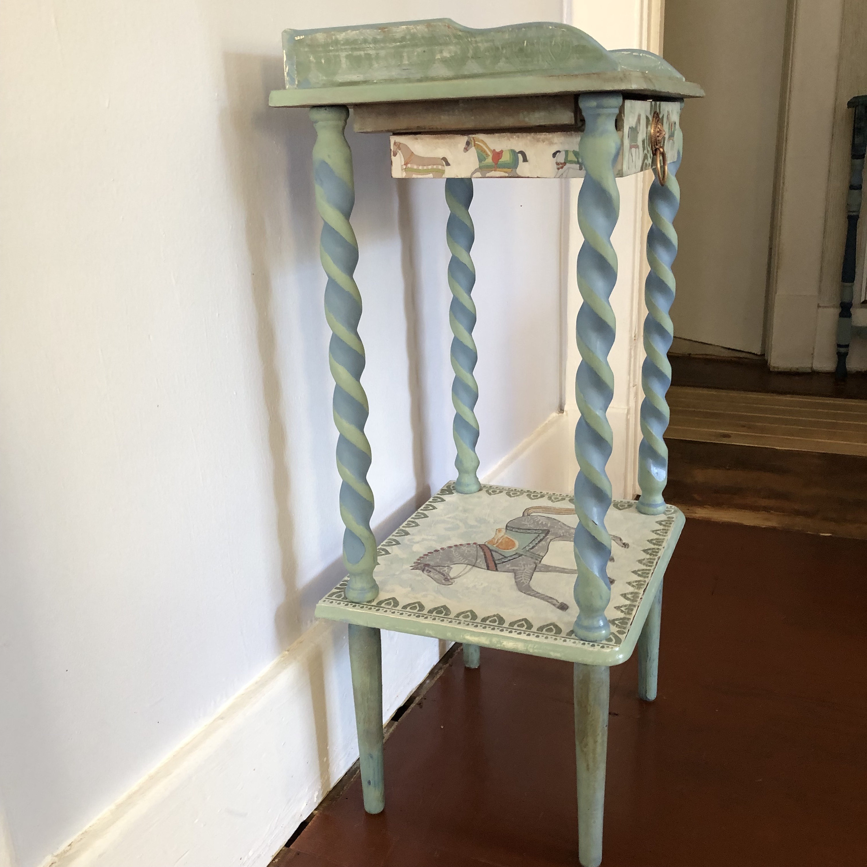 Equestrian Themed Hand Painted Vintage Side Table End Table Bedside ...