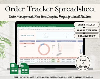 Order Tracker Spreadsheet: Excel & Google Sheets Template (Digital Download)