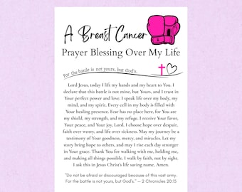 Breast Cancer Prayer Card PRINTABLE blessing Christian Inspirational Bible Verse Breast Cancer Awareness Month MBC Support DIGITAL Download