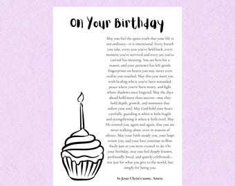 誕生日の祝福カード 印刷可能 キリスト教の誕生日の祈り 信仰に基づいた宗教的な贈り物 インスタントデジタルダウンロード 記念品