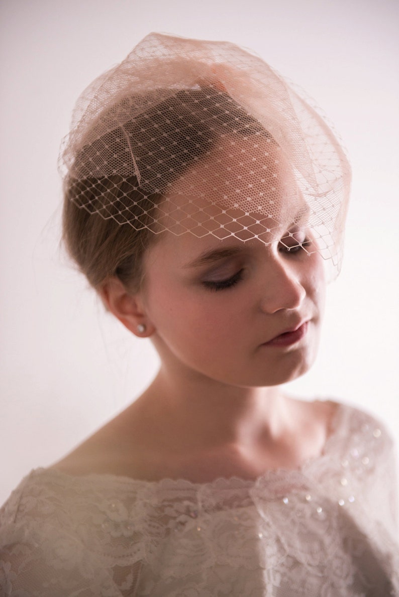 Bridal Birdcage and Tulle Veil Double layered Full Birdcage Etsy