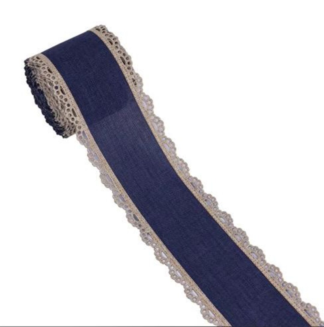 2.5” Navy/ivory Scalloped Edge Ribbon - Etsy