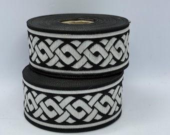 Black and Silver Celtic Knot Jacquard Ribbon: Sewing Trim, DIY Crafts 10 meters roll