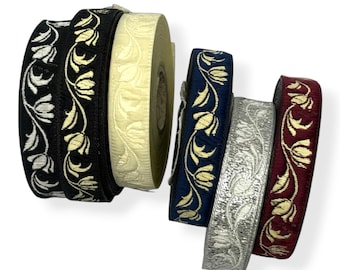 TrimsyStore Woven Turkish Jacquard Ribbon, Floral Kilim Trim, Boho Craft Supply