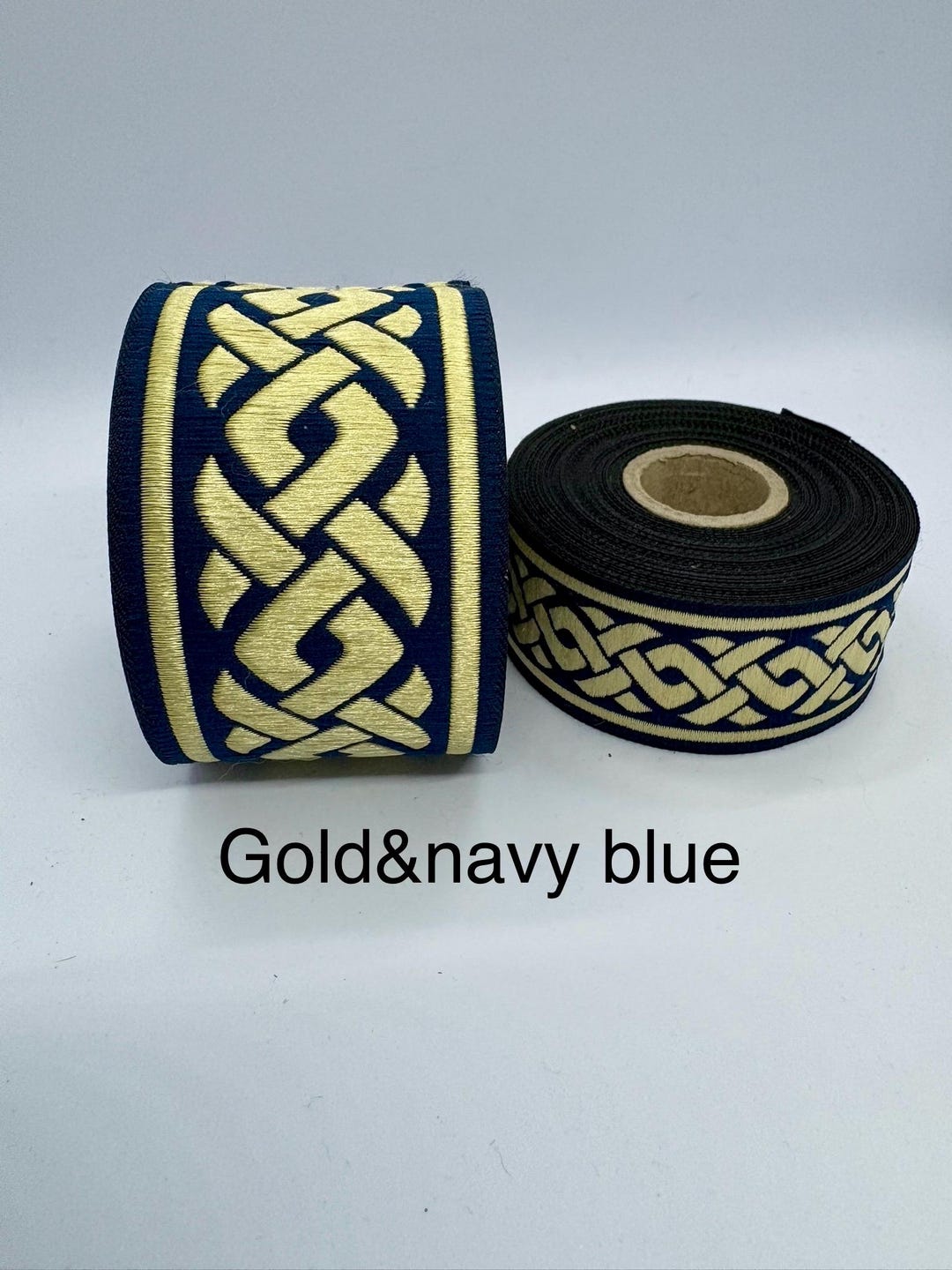Celtic Knot Jacquard Trim Ribbon – Gold & Navy Blue Celtic Pattern - Etsy