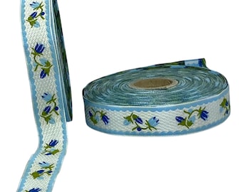 TrimsyStore Blue Floral Jacquard Ribbon Trim
