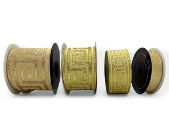 Gold Greek Key Jacquard Ribbon, 10 Meters Roll, Sewing and Upholstery Supply