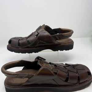 VTG 90s Simple Santa Barbara Brn Leather Clogs Sandals Womens 9.5 Mens 8 Chunky+