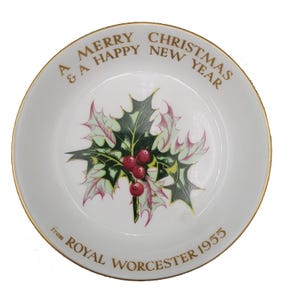Vintage Royal Worcester 1955 Merry Christmas Happy New Year Bone China England