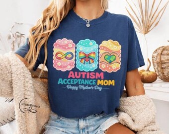 Autism Acceptance Mom PNG, Happy Mother’s Day Design, Rainbow Infinity Bow Panels (Digital Download)