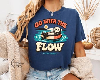 Sea Otter PNG, Retro 70s Surf Poster Style, Ocean Vibes Graphic (Digital Download)