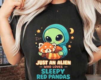 Alien Red Panda PNG, Sleepy Panda Lover Design (Digital Download)