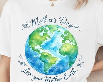 Watercolor Earth PNG, Mother's Day Design, Eco Mom Gift (Digital Download)