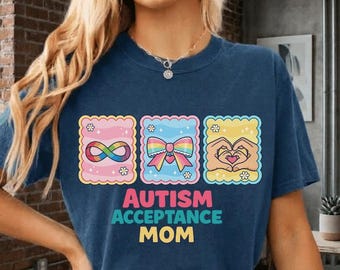 Autism Acceptance Mom PNG, Rainbow Infinity Bow Panels Design (Digital Download)