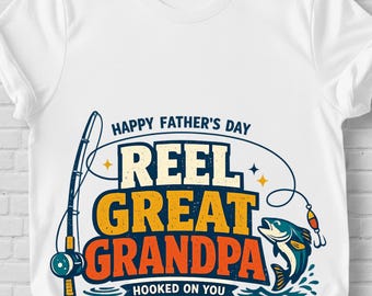Reel Grandpa Fishing PNG, Happy Father’s Day Retro Design (Digital Download)