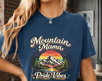 Retro Rainbow Mountain Mama Pride PNG, LGBTQ Mama Sublimation Design, Digital Download