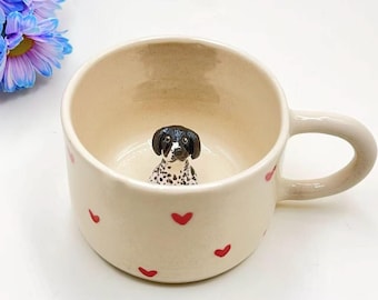Heart Paw Handmade Ceramic Mug with Dog Figurines, Custom Pet Mug, Personalized Dog Mug, Custom Dog Mug, Custom Pet Gifts, Christmas Gifts