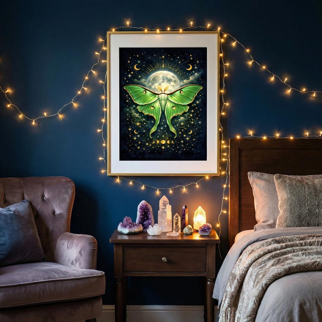 Luna Moth Celestial Art Print - Etsy