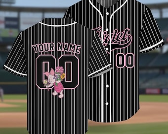 Disney Piglet Baseball Jersey, Custom Name & Number, Pinstripe Fan Jersey, Family Trip Outfit
