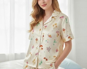 Verzauberte Waldpilz-Schnecke, Pyjama-Set, skurriles Feen-Kern Loungewear-Set