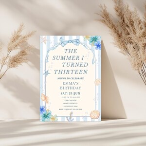 Summer I Turned Pretty Invite | Editable Canva Template | Birthday Invitation | TSITP Bday Theme | Digital Invite | Instant Download