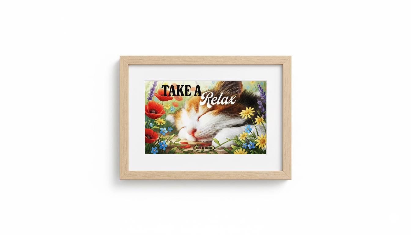 Floral Cat Print: Sleeping Kitten Art, Nursery Decor (digital Download ...