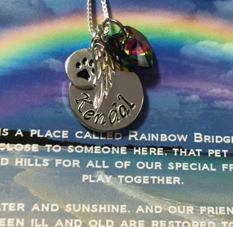 Personalized Rainbow Bridge Pet Loss Necklace Pet Memorial Pet Loss Gift Rainbow Bridge Gift Gift for Pet Loss image 4