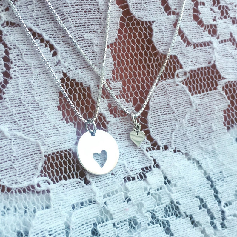 Best Friend Jewelry -Sister Jewelry Heart Necklaces Mother Daughter Necklaces Mommy and Me Mothers Day Gift Idea Jewelry Set