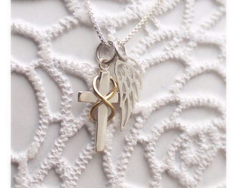 Infinity Cross Angel Necklace -Sympathy Gift - Loss Of Mother Gift - Loss of Father - Loss if child - Loss of Friend - Loss of Cousin