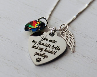 Rainbow bridge pet loss necklace - Pet Loss- Pet Loss Gift -  pet memorial - pet loss jewelry - Favorite Hello- Loss of Pet - Pet Sympathy