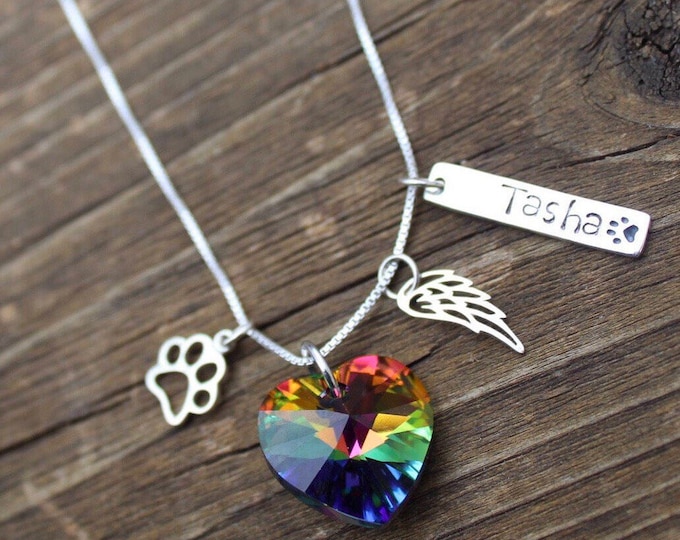 Rainbow Bridge Personalized Pet Loss Necklace - Pet Loss Gift - Loss of ...