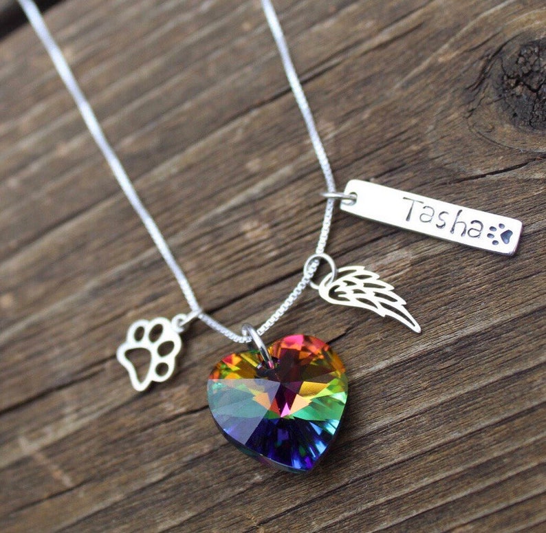 Rainbow Bridge Personalized Pet Loss Necklace Pet Loss Gift Loss of Dog Gift Pet Memorial image 1