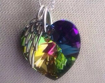 Miracle Jewelry - New Mom Jewelry - Baby Shower Gift - Rainbow Baby  - Crystal - Rainbow Angel Wing Necklace